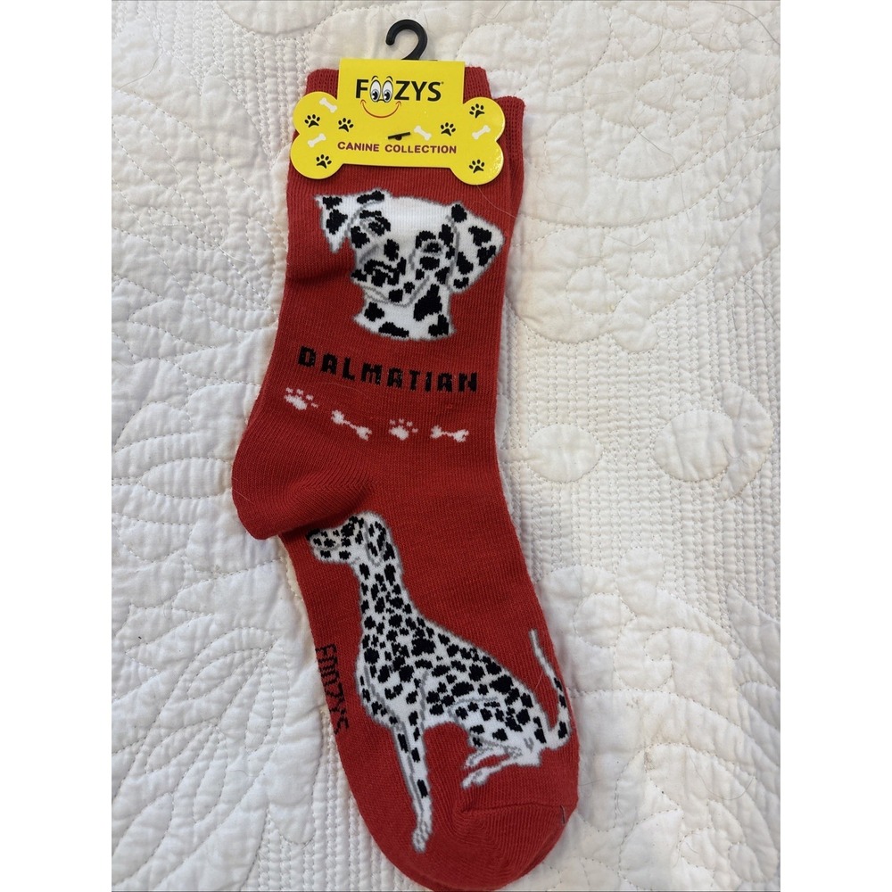Foozy's Canine Collection Dalmatian Socks Women SZ 9-11 Red Polyester Blend New